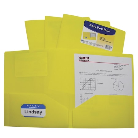 C-Line Products C-Line Products 1597273 Two-Pocket Heavyweight Poly Portfolio Folder; Yellow - Pack of 25 1597273